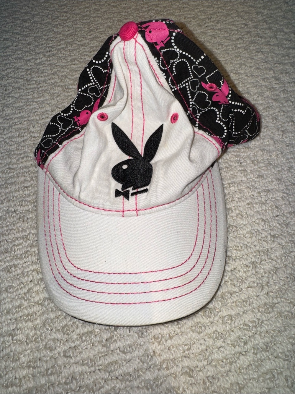 Playboy Kids White & Pink Logo Baseball Cap